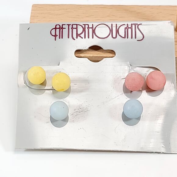 Pastel Color Stud Earrings Set, 4 Pairs of Vibrant Circle Earrings Afterthoughts - Picture 2 of 10